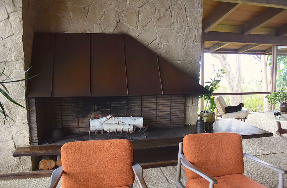 upstairs fireplace in the Liljestrand House