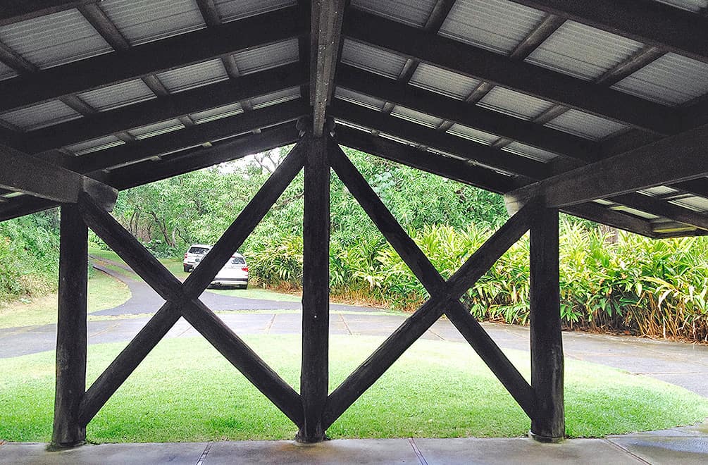 the carport covering the driveway to the Liljestrand House in Honolulu