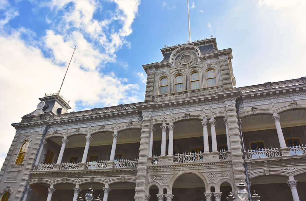 exterior of iolani palace, on the honolulu architectural walking tour