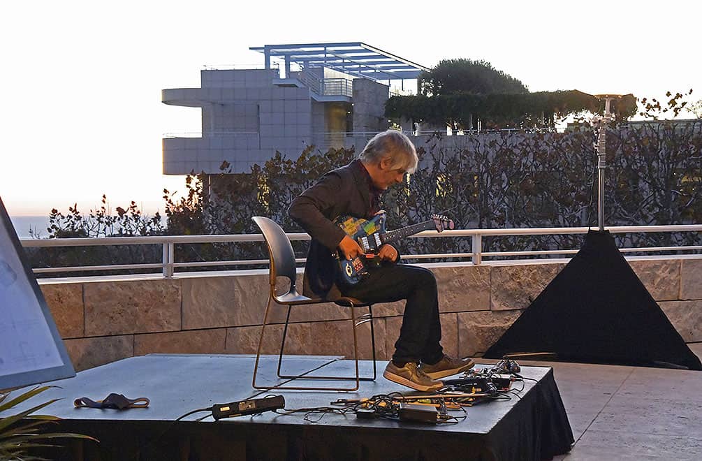Lee Ranaldo of Sonic Youth playing on the Getty Center patio