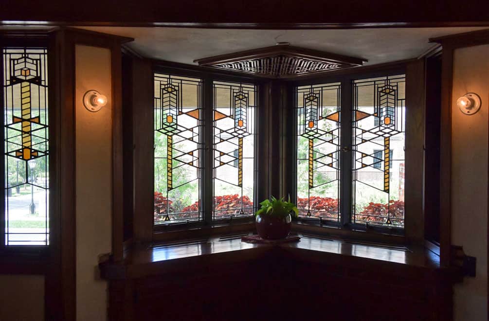 Bay window at Frank Lloyd Wright's Robie House