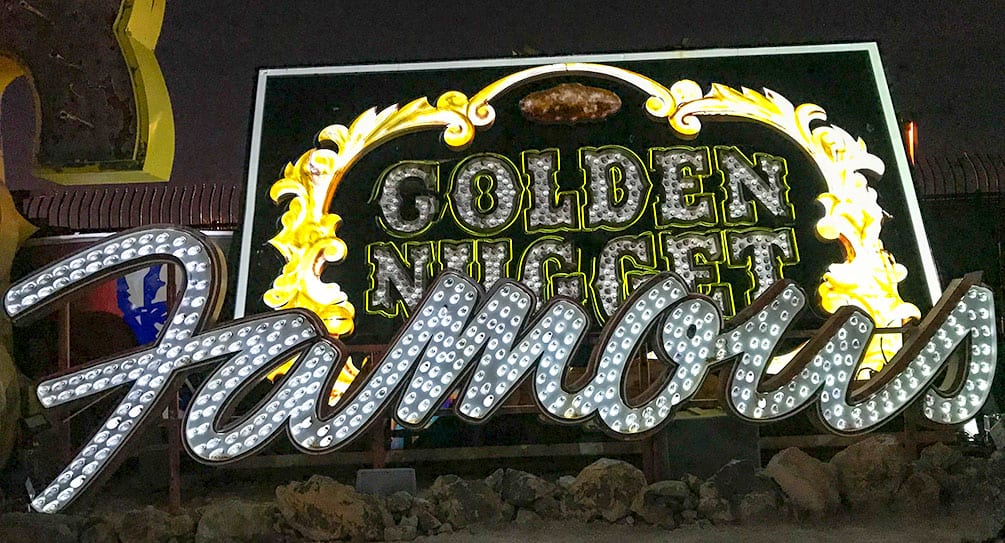 Golden Nugget Neon with Famous in lights, brilliant neon museum las vegas