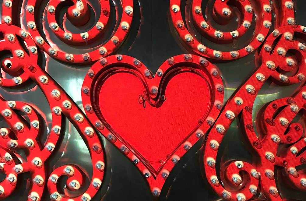 Heart lights from Brilliant, the projection mapping show at the neon museum las vegas