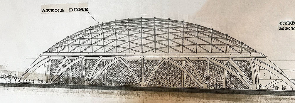 Architectural rendering of dome stadium by Gary Guy Wilson