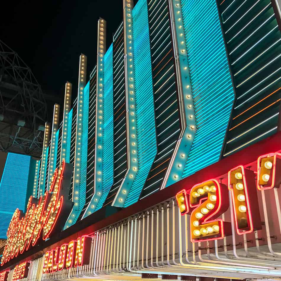 Binion's neon sign closeup