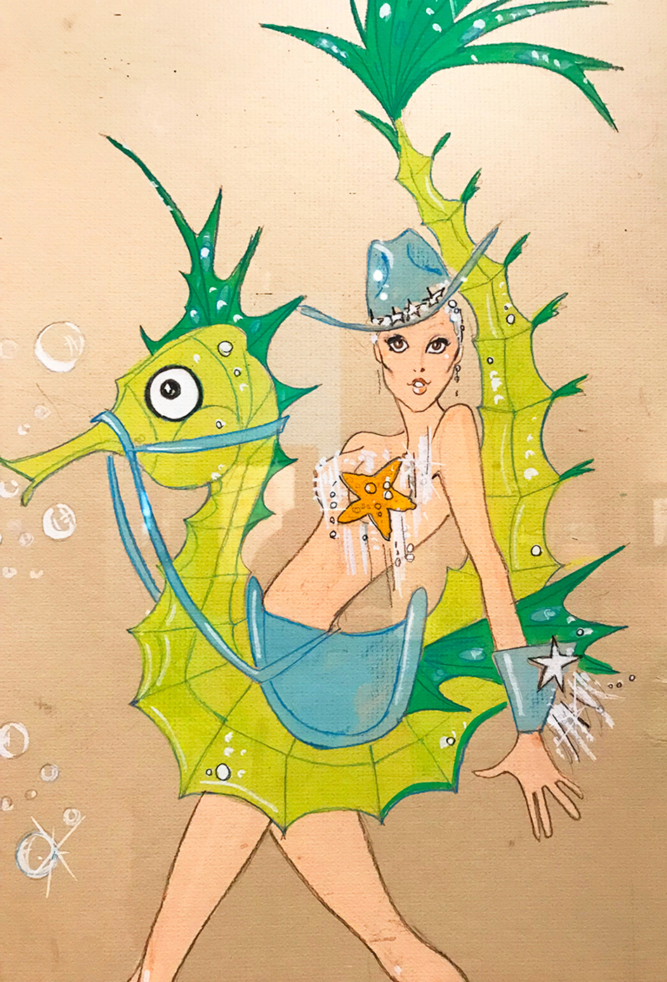 Cowgirl riding Seahorse designed by Pete Menefee for Splash